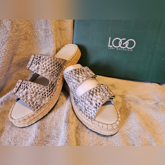 LOGO Lori Goldstein Espadrille Sandal Lindsay Leather Snake Skin Open Toe Sz 8.5 - Picture 9 of 11